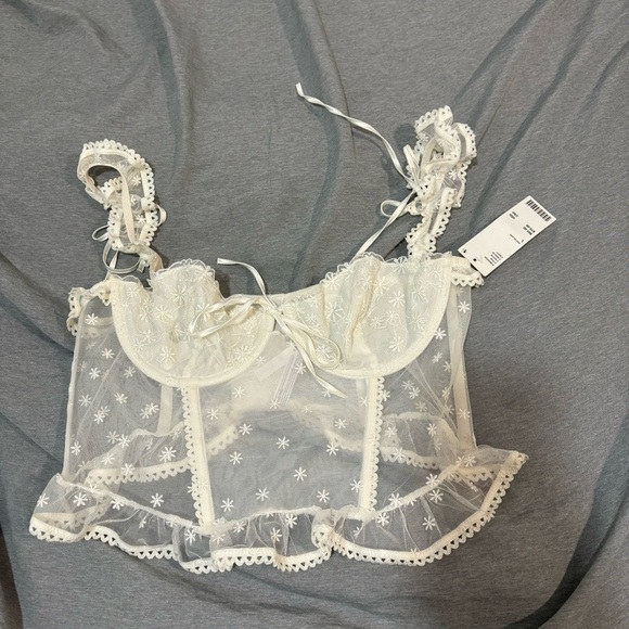 Urban Outfitters Floral Lace Ruffle Corset - Picture 1 of 3